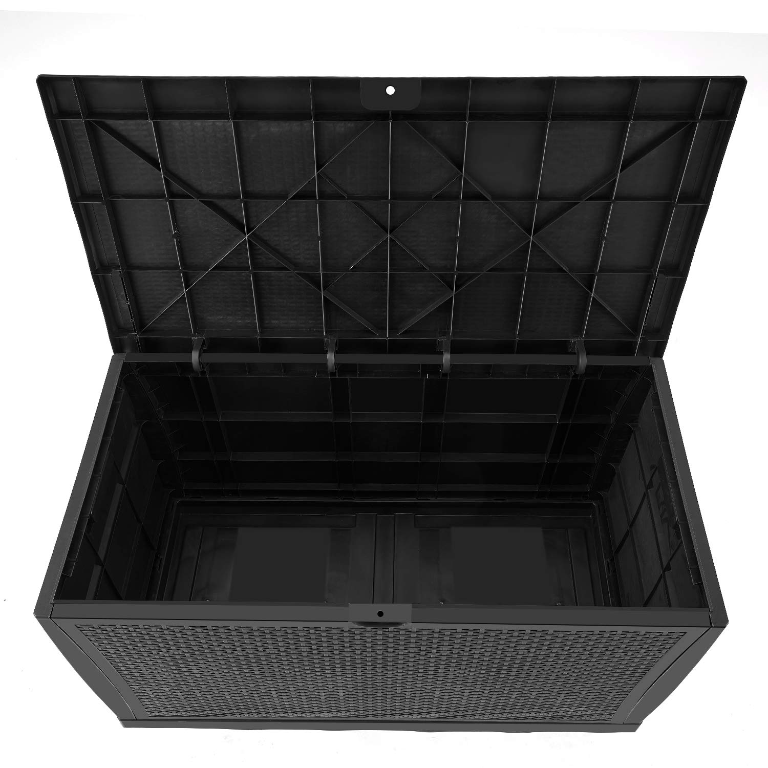 HOMEER Deck Box Plastic Rattan Storage Box Outdoor for Storage and Organization 120 Gallon Black