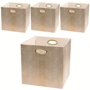 posprica storage bins, storage cubes,13×13 fabric drawers organizer basket boxes containers (13×13×13/4pcs, snake skin pattern)