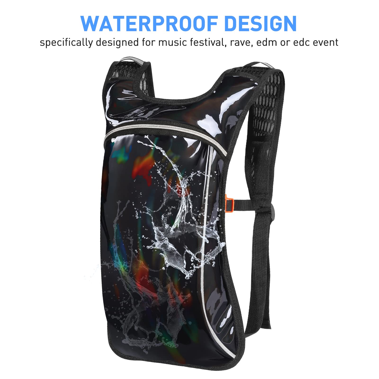 Hydration Pack,Hydration Backpack with 2L Hydration Bladder Lightweight Insulation Water Pack for Festivals, Raves, Hiking, Biking, Climbing, Running and More (Black)