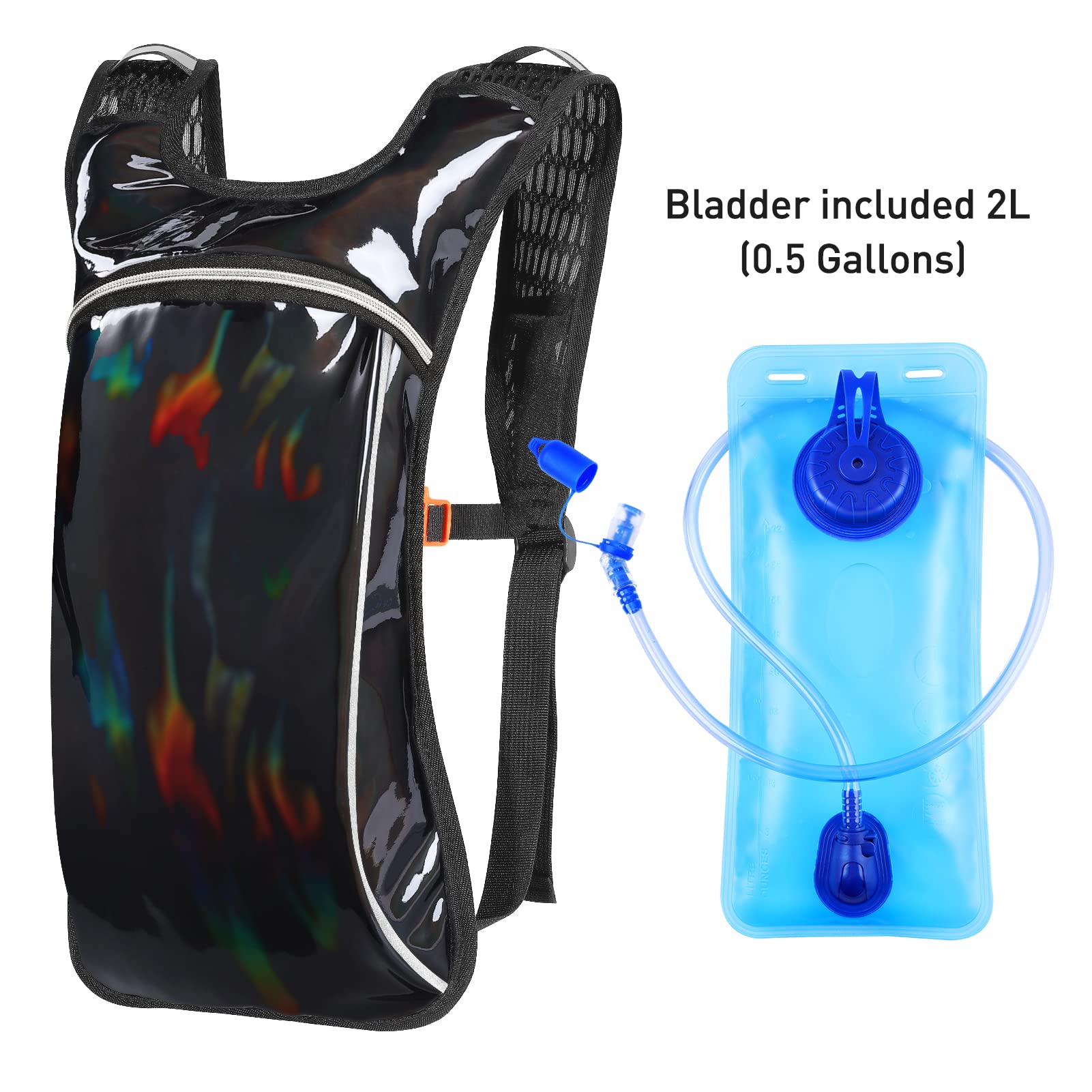 Hydration Pack,Hydration Backpack with 2L Hydration Bladder Lightweight Insulation Water Pack for Festivals, Raves, Hiking, Biking, Climbing, Running and More (Black)