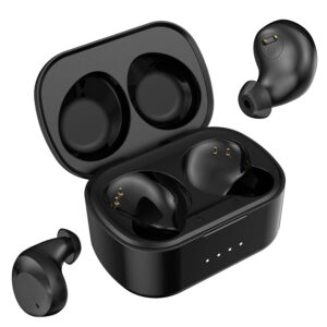 geekee true wireless earbuds bluetooth 5.0 headphones, clear voice call in-ear headset ipx7 waterproof 40h wireless charging case sports earphones (black)