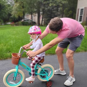 JOYSTAR Kids Bike, Retro 16 Inch Girls Bikes with Training Wheels & Basket, Vintage Kids Bicycle for Girls Toddler of 3-5 Years, Green