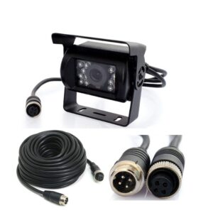 4 pin vehicle backup camera 12v-24v,18 led ir night vision ccd car rear view parking reverse camera + 4pin connector 15m/50ft extension cable for bus truck camper lorry heavy duty motorhome