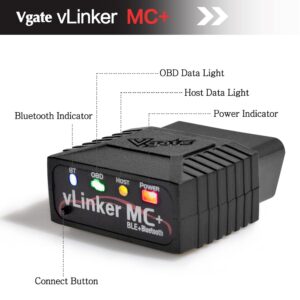 Vgate vLinker MC+ Bluetooth OBD2 Car Diagnostic Scan Tool for iOS, Android & Windows