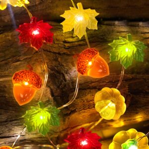 TURNMEON Thanksgiving Decor 30LED/10Ft 3D Pumpkin Lights Thanksgiving Decorations, 3 in 1 Battery Powered Fall Lights Pumpkin Decor, Fall Garland Lights Indoor Outdoor Fall Decor Autumn Halloween Home