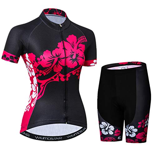 Women's Cycling Clothing Short Sleeve Bike Jersey Sets Bib Shorts Reflective 3 Pocket