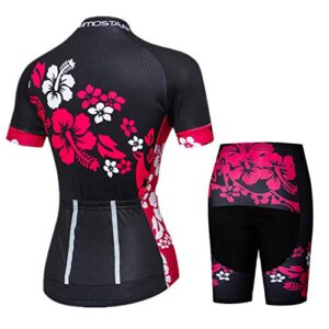 Women's Cycling Clothing Short Sleeve Bike Jersey Sets Bib Shorts Reflective 3 Pocket