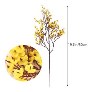 Momkids 6 Pcs Babys Breath Artificial Flowers Gypsophila Bouquet Bulk Fake Plastic Silk Flower Real Touch Faux Floral for Home Bedroom Kitchen Garden Wedding Christmas Party DIY Decor (Yellow)