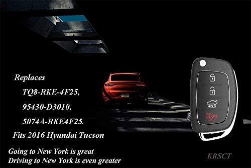 KRSCT Keyless Entry Remote Car Key Fob Replacement Fit For Hyundai Tucson 2016 2017 2018 2019 433 MHz (FCCID:TQ8-RKE-4F25)