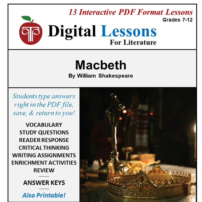 Interactive PDF Digital Lesson Study Guide for Macbeth