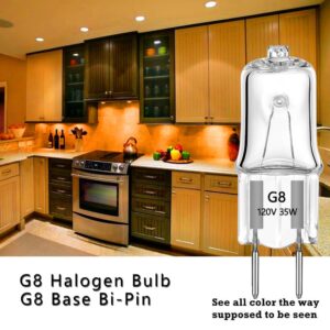 AHEVO G8 Light Bulbs 35Watt 120Volt Halogen Light Bulb G8 Base Bi-Pin Shorter 35W T4 JCD Warm White Under Cabinet Puck Lighting Replacements,10Pack