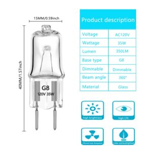 AHEVO G8 Light Bulbs 35Watt 120Volt Halogen Light Bulb G8 Base Bi-Pin Shorter 35W T4 JCD Warm White Under Cabinet Puck Lighting Replacements,10Pack