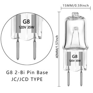 AHEVO G8 Light Bulbs 35Watt 120Volt Halogen Light Bulb G8 Base Bi-Pin Shorter 35W T4 JCD Warm White Under Cabinet Puck Lighting Replacements,10Pack