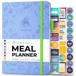 clever fox weekly meal planner - weekly & daily meal prep journal with shopping and grocery lists for menu planning, healthy diet & weight loss tracking, lasts 1 year, undated, a5 - light blue