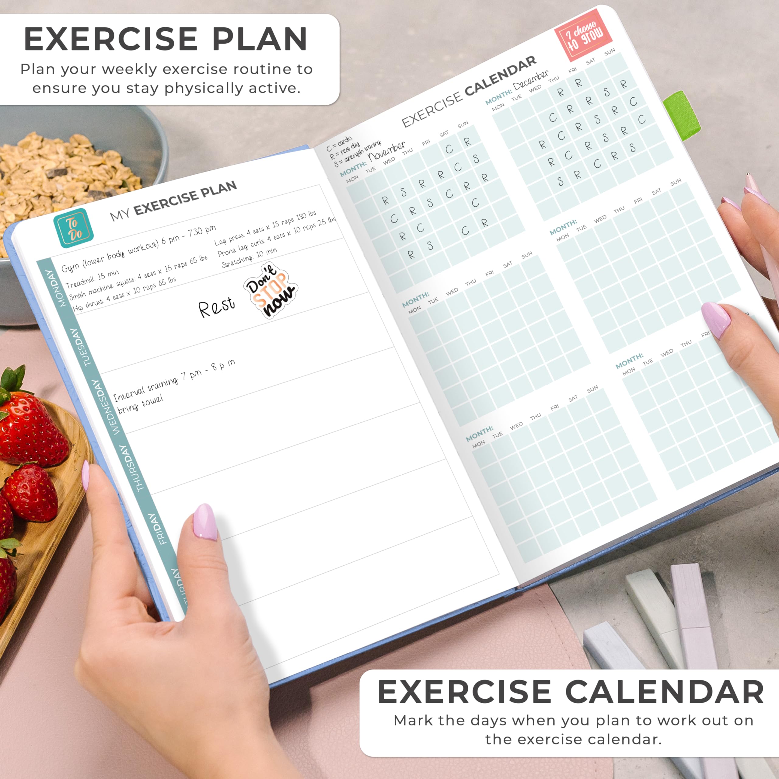 Clever Fox Weekly Meal Planner - Weekly & Daily Meal Prep Journal with Shopping and Grocery Lists for Menu Planning, Healthy Diet & Weight Loss Tracking, Lasts 1 Year, Undated, A5 - Light Blue