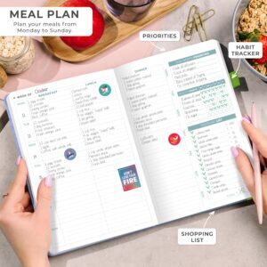 Clever Fox Weekly Meal Planner - Weekly & Daily Meal Prep Journal with Shopping and Grocery Lists for Menu Planning, Healthy Diet & Weight Loss Tracking, Lasts 1 Year, Undated, A5 - Light Blue