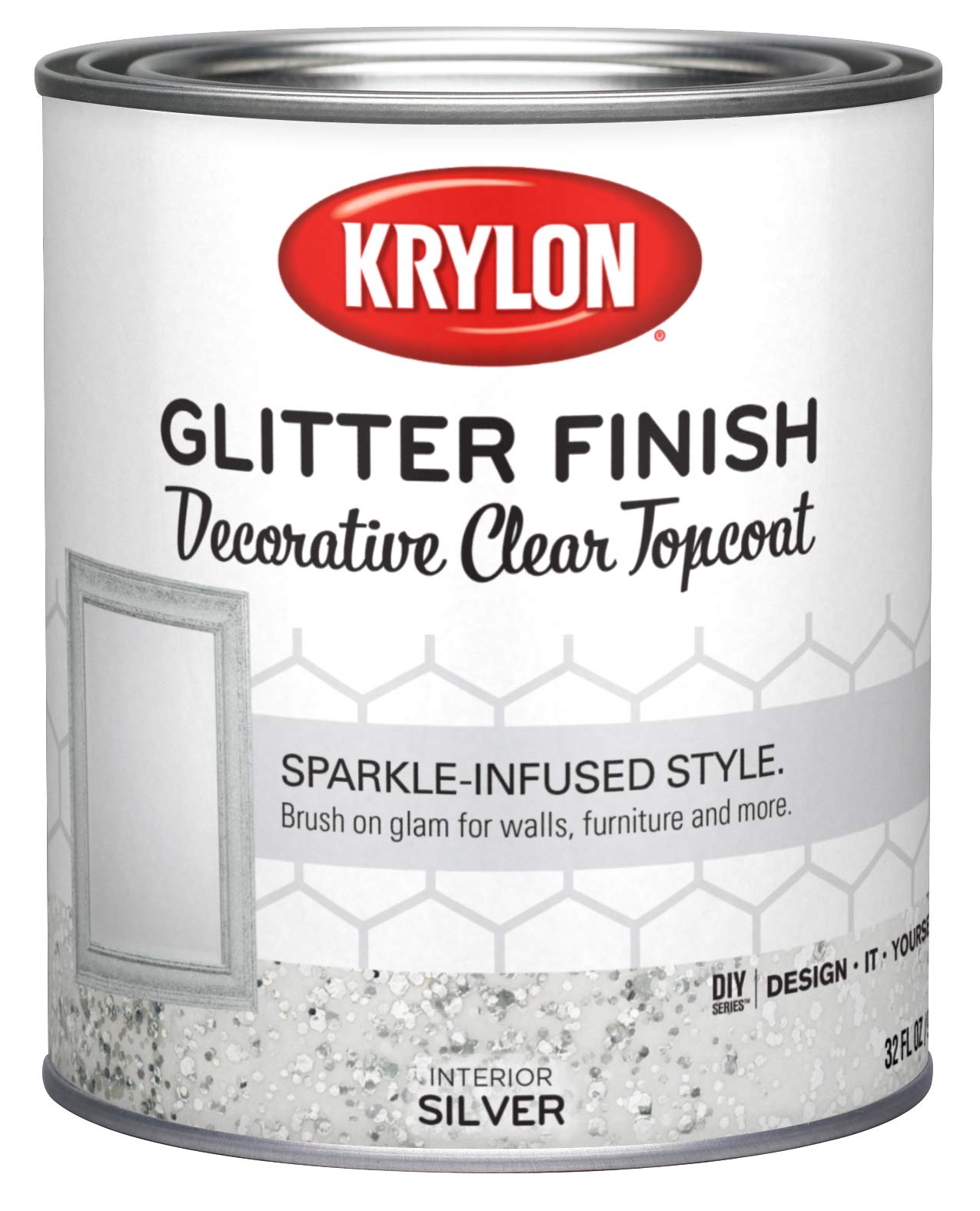 Krylon K03911000-14 Glitter Finish Quart, Metallic, 32 Fl Oz (Pack of 1), Silver