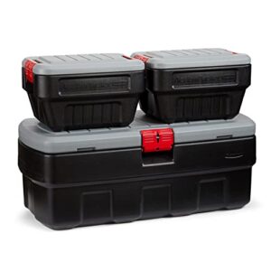 rubbermaid actionpacker️ 48 gal with 8 gal containers nested, lockable storage bins, industrial, rugged storage container bundle with lids