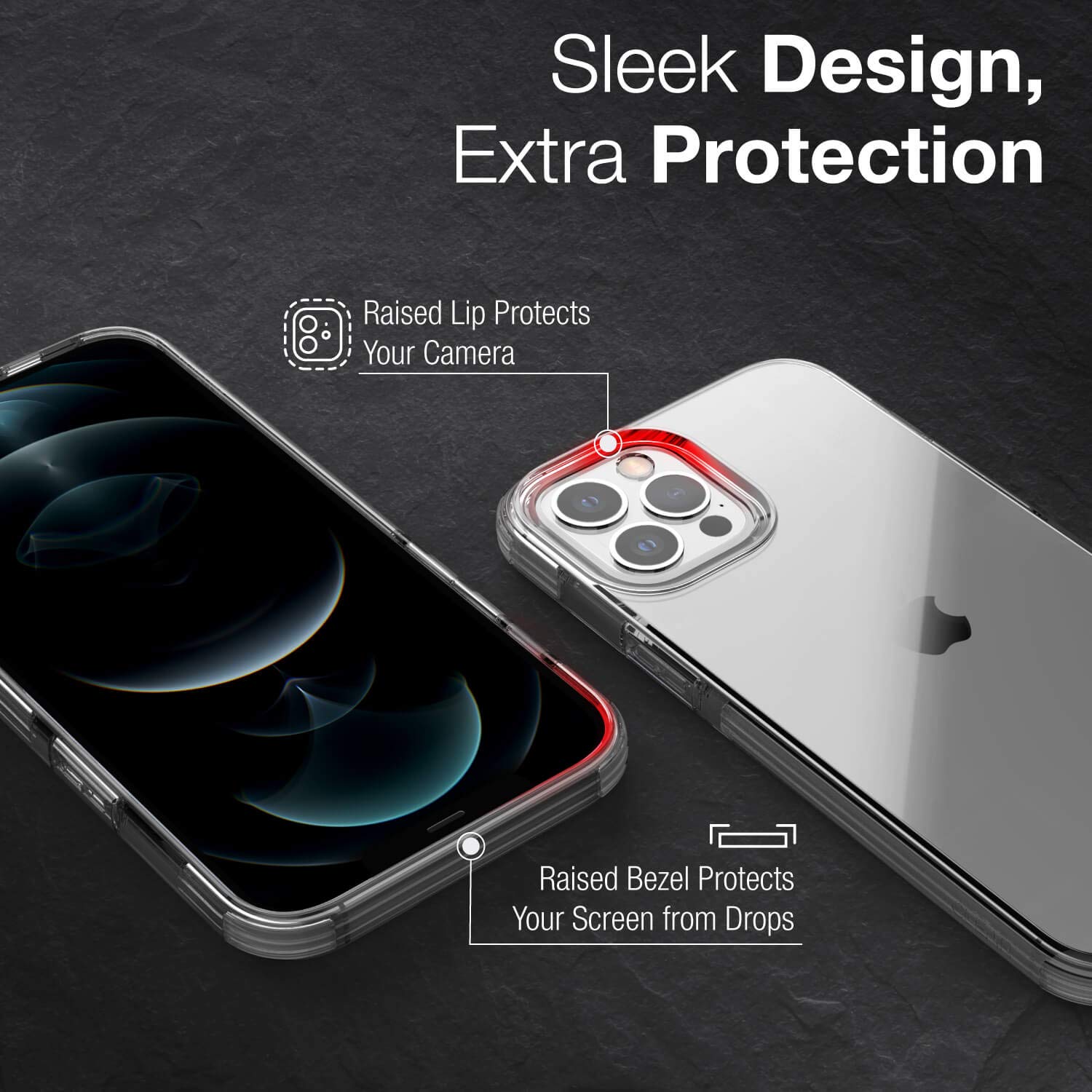 RAPTIC Clear Case Compatible with iPhone 12 Pro Max Case, Anti-Yellow Slim Cover, Shock Absorbing Rubber, Scratch Resistant Protective Case, Fits iPhone 12 Pro Max, Smoke