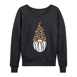 instant message - leopard print gnome - ladies french terry pullover - size x-large heather charcoal