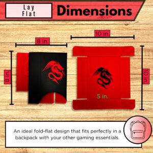 Luck Lab Folding Dice Tower and Dice Tray for RPG Table Top Gaming - Black/Red - Dragon Design