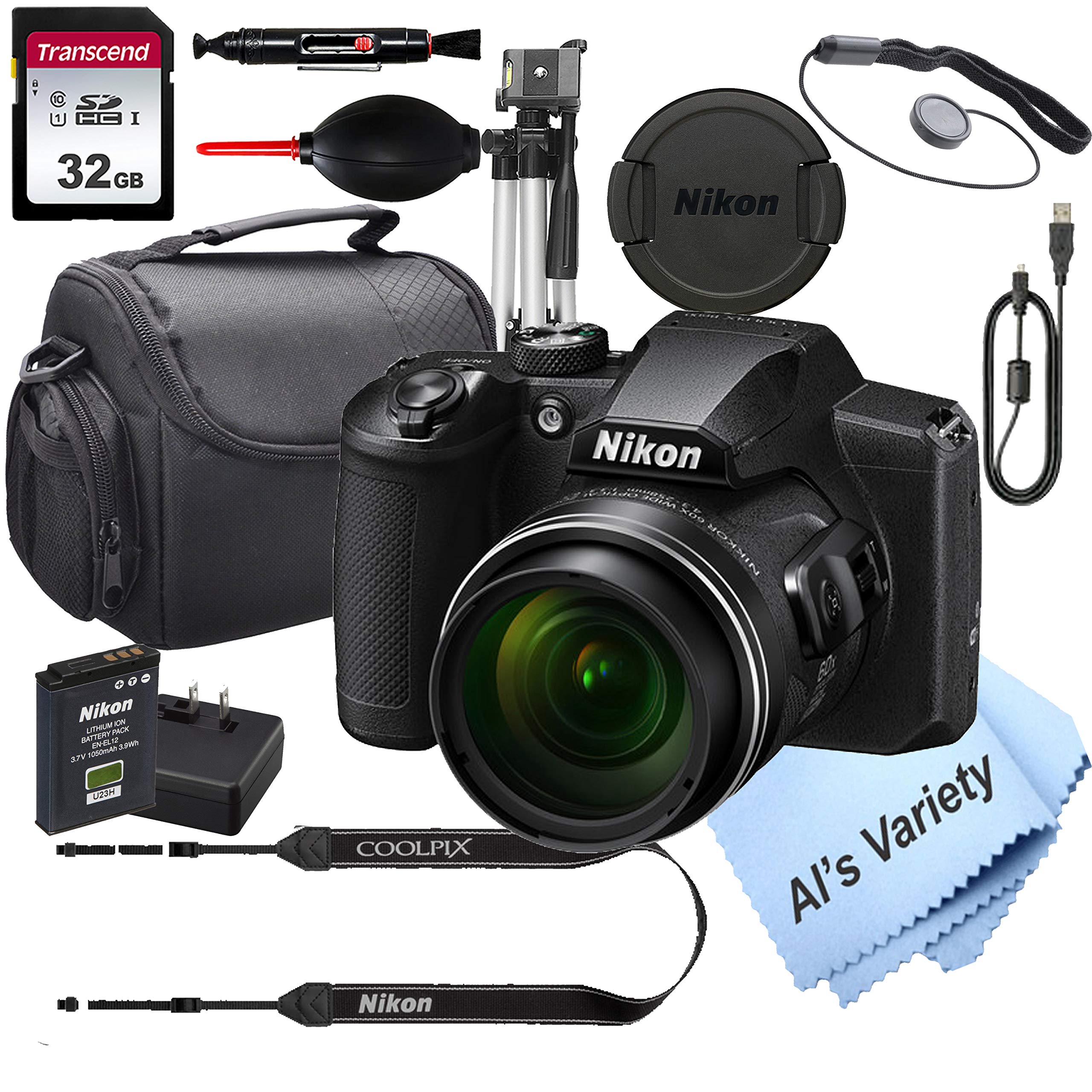 Nikon COOLPIX B600 16.7 MegaPixel Digital Camera + 32GB Card, Tripod, Case and More (13pc Bundle)