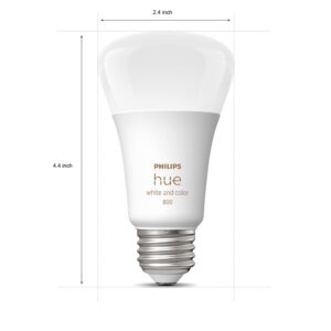 Philips Hue Smart 60W A19 LED Bulb - White and Color Ambiance Color-Changing Light - 4 Pack - 800LM - E26 - Indoor - Control with Hue App - Works with Alexa, Google Assistant and Apple Homekit