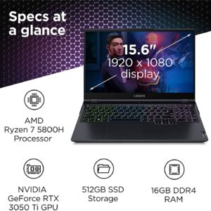 Lenovo Legion 5 15 Gaming Laptop, 15.6" FHD 300nits 165Hz Display, AMD Ryzen 7 5800H,NVIDIA GeForce RTX 3050Ti,RGB Backlight, 32GB RAM, 2TB PCIe SSD, Windows 11H /ES 32GB USB