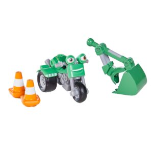 ricky zoom dj rumbler toy motorcycle with bucket arm accessory, multi