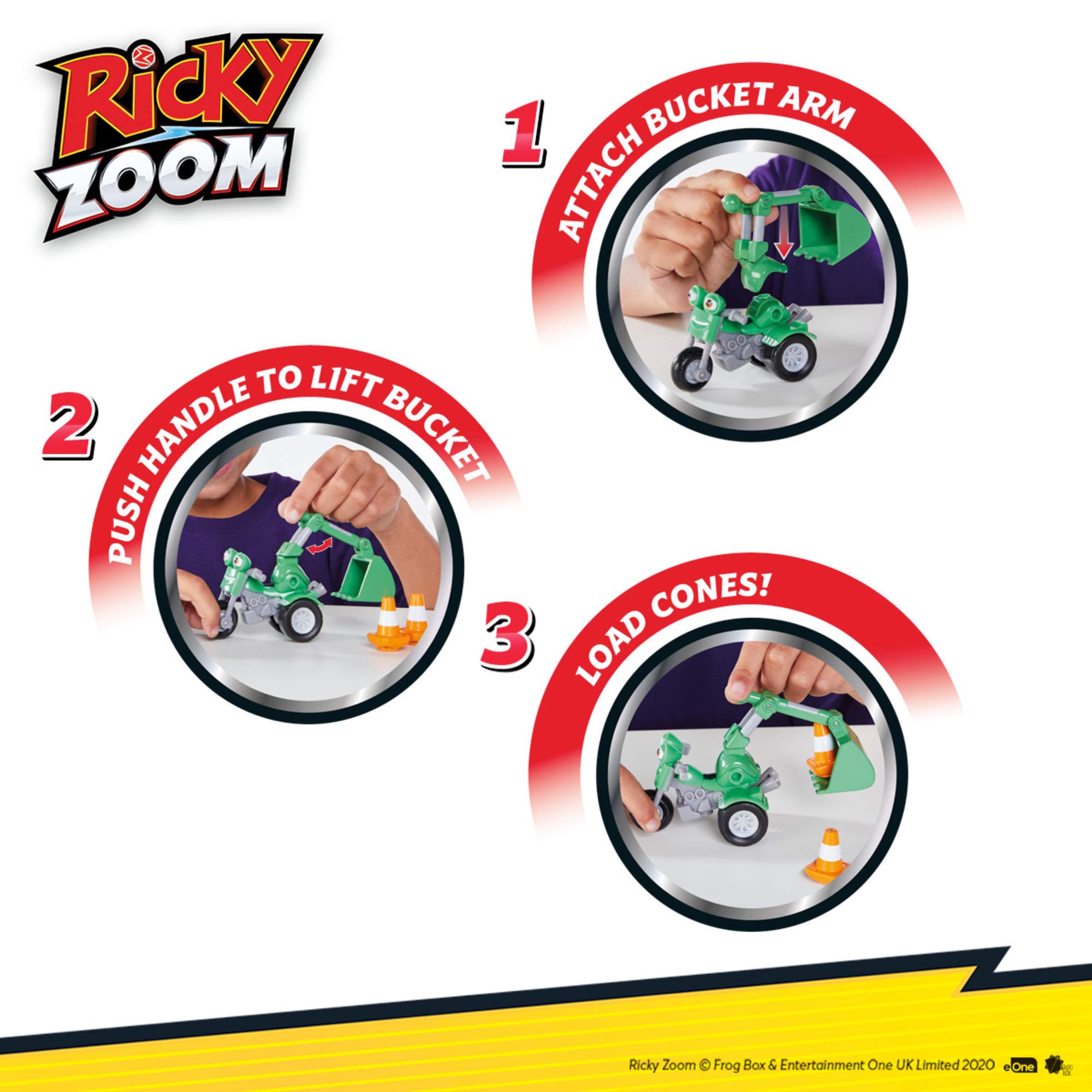 Ricky Zoom DJ Rumbler Toy Motorcycle with Bucket Arm Accessory, Multi