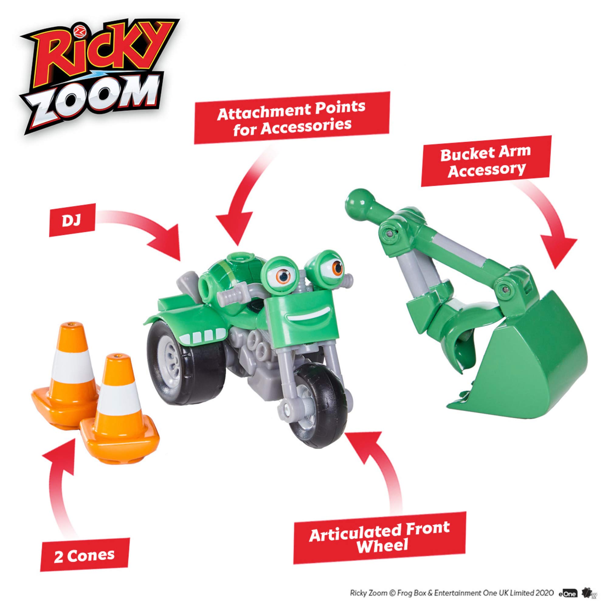 Ricky Zoom DJ Rumbler Toy Motorcycle with Bucket Arm Accessory, Multi