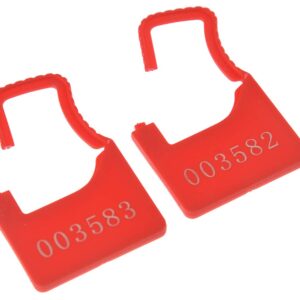 Numbered Security Plastic Padlock Seals Small Red 100 pcs per Bag