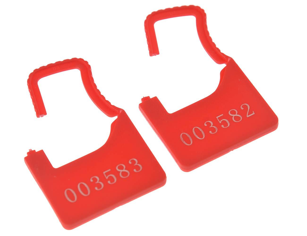 Numbered Security Plastic Padlock Seals Small Red 100 pcs per Bag