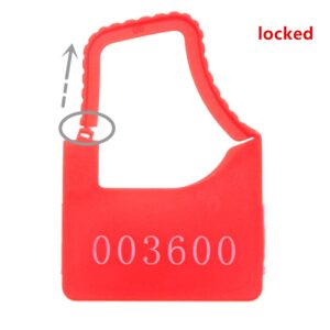 Numbered Security Plastic Padlock Seals Small Red 100 pcs per Bag