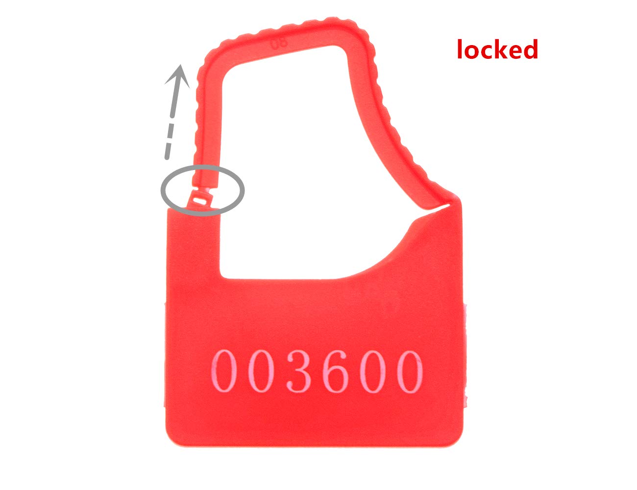 Numbered Security Plastic Padlock Seals Small Red 100 pcs per Bag