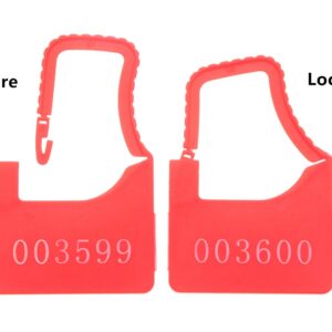 Numbered Security Plastic Padlock Seals Small Red 100 pcs per Bag