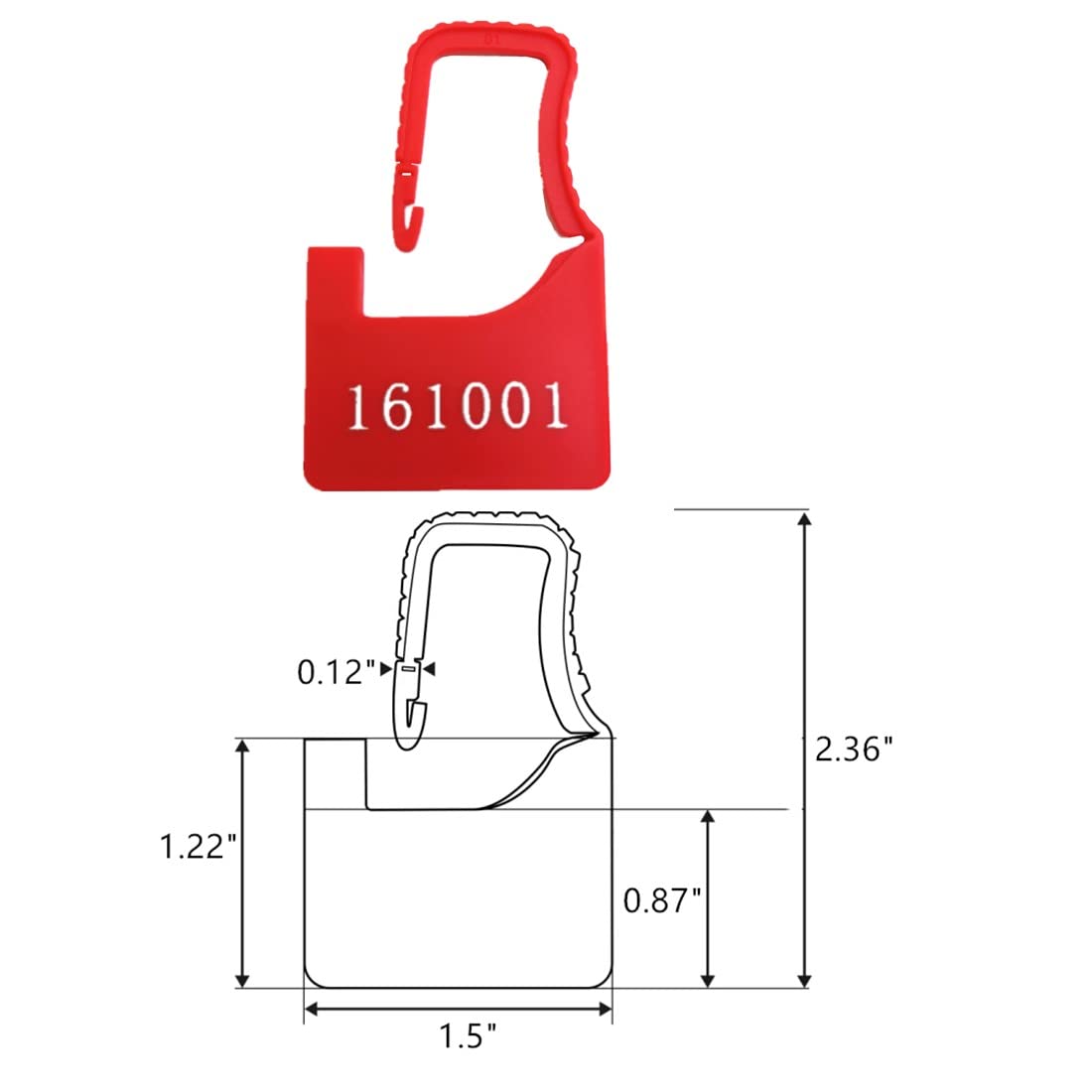 Numbered Security Plastic Padlock Seals Small Red 100 pcs per Bag