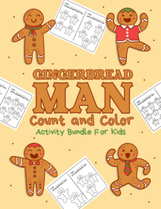 gingerbread man count and color activity bundle for kids