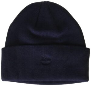 timberland men's cuffed beanie with embroidered logo, peacoat, one size