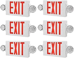 freedy lighting led exit sign and emergency light battery powered lights with backup battery - red light