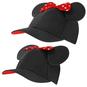 disney girls baseball cap, minnie mouse ears hat mommy & me adjustable toddler caps 2-4 or girl hat ages 4-7