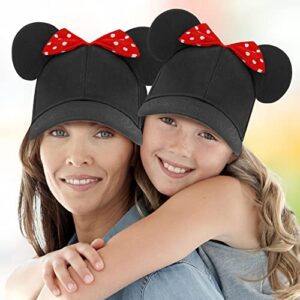 Disney Girls Baseball Cap, Minnie Mouse Ears Hat Mommy & Me Adjustable Toddler Caps 2-4 Or Girl Hat Ages 4-7