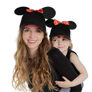 Disney Girls Baseball Cap, Minnie Mouse Ears Hat Mommy & Me Adjustable Toddler Caps 2-4 Or Girl Hat Ages 4-7