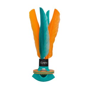 waboba flyer - soft rubber shuttlecock, badminton thrower for indoors & outdoors, training aid for solo practice, garden games for kids & adults, family games for all ages (teal/orange)