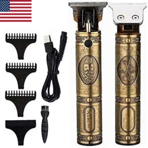 Electric Pro Li Outliner Grooming Rechargeable Cordless Close Cutting T-Blade Trimmer for Men 0mm Baldheaded Hair Clippers Zero Gapped Detail Beard Shaver Barbershop for Father's Day (Gold)