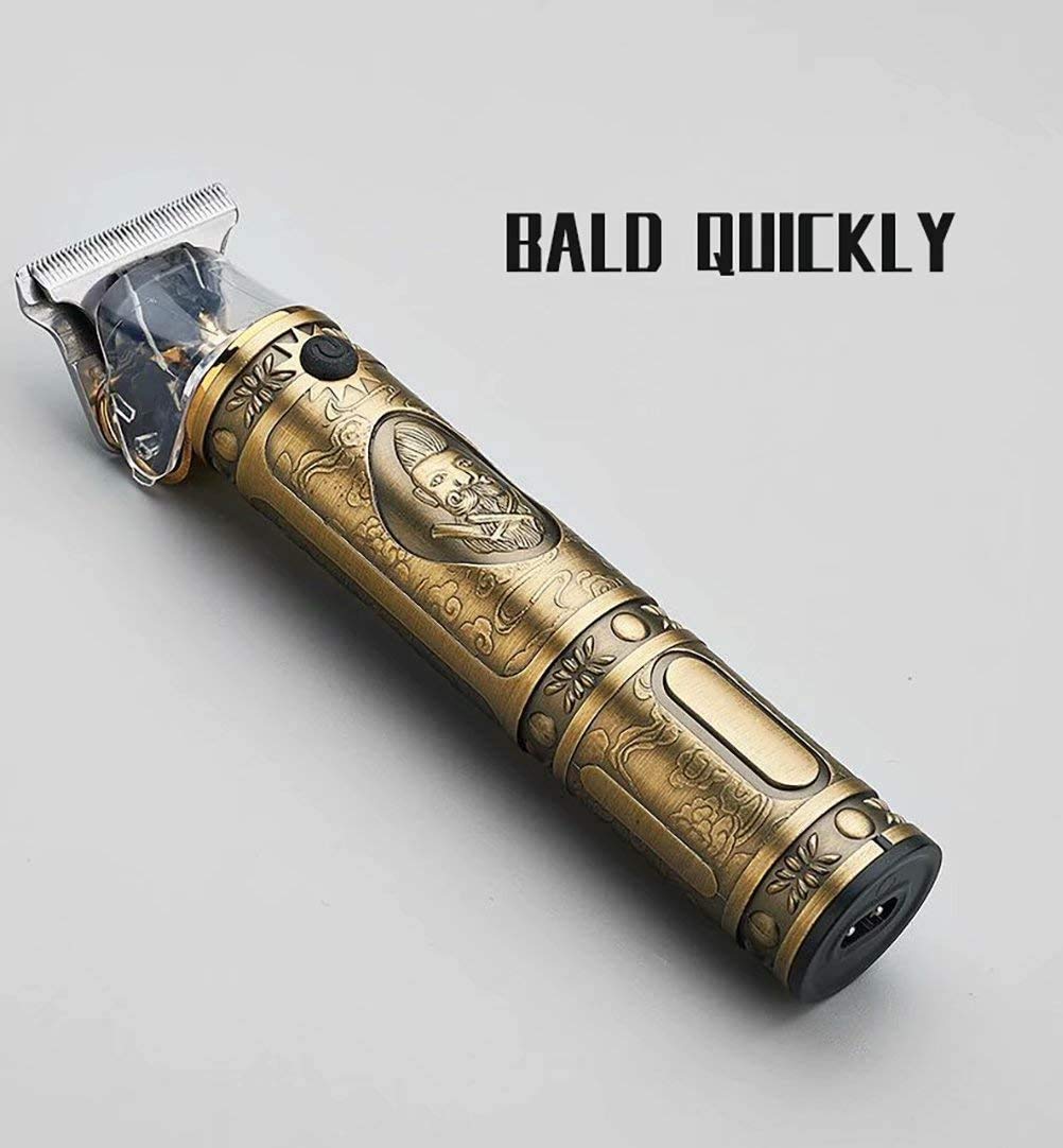 Electric Pro Li Outliner Grooming Rechargeable Cordless Close Cutting T-Blade Trimmer for Men 0mm Baldheaded Hair Clippers Zero Gapped Detail Beard Shaver Barbershop for Father's Day (Gold)