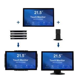 GreenTouch 21.5 inch 10 Points Touch Front IK08/IP65 Open Frame Touch Monitor Desktop or Wall Mountable Multi Point Touch 1920x1080