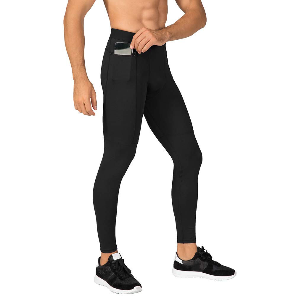 WRAGCFM Compression Pants Mens Leggings,Compression Tights for Men Workout Athletic Running Sports Gym Basketball Leggings Yoga Pants Quick Dry Black