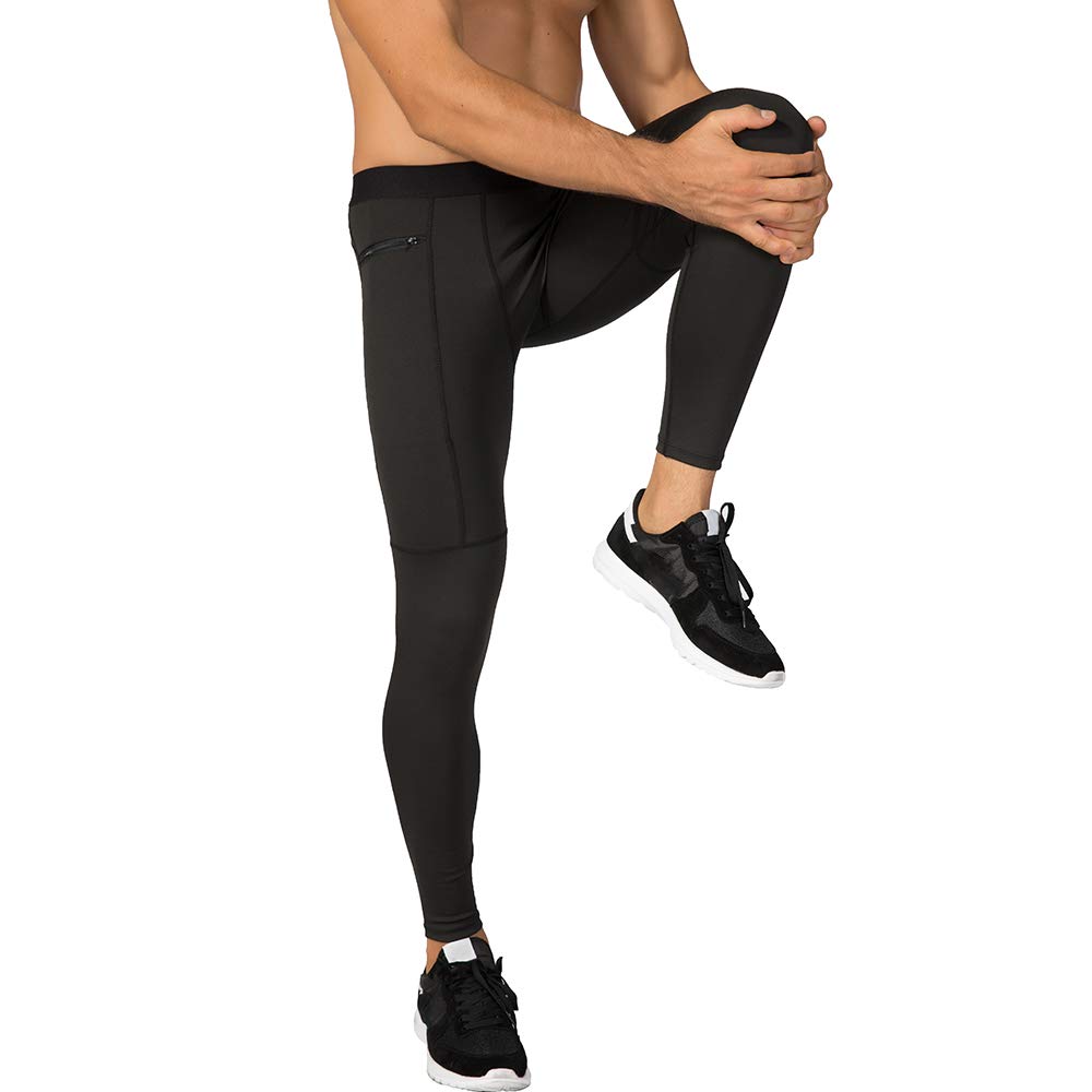 WRAGCFM Compression Pants Mens Leggings,Compression Tights for Men Workout Athletic Running Sports Gym Basketball Leggings Yoga Pants Quick Dry Black