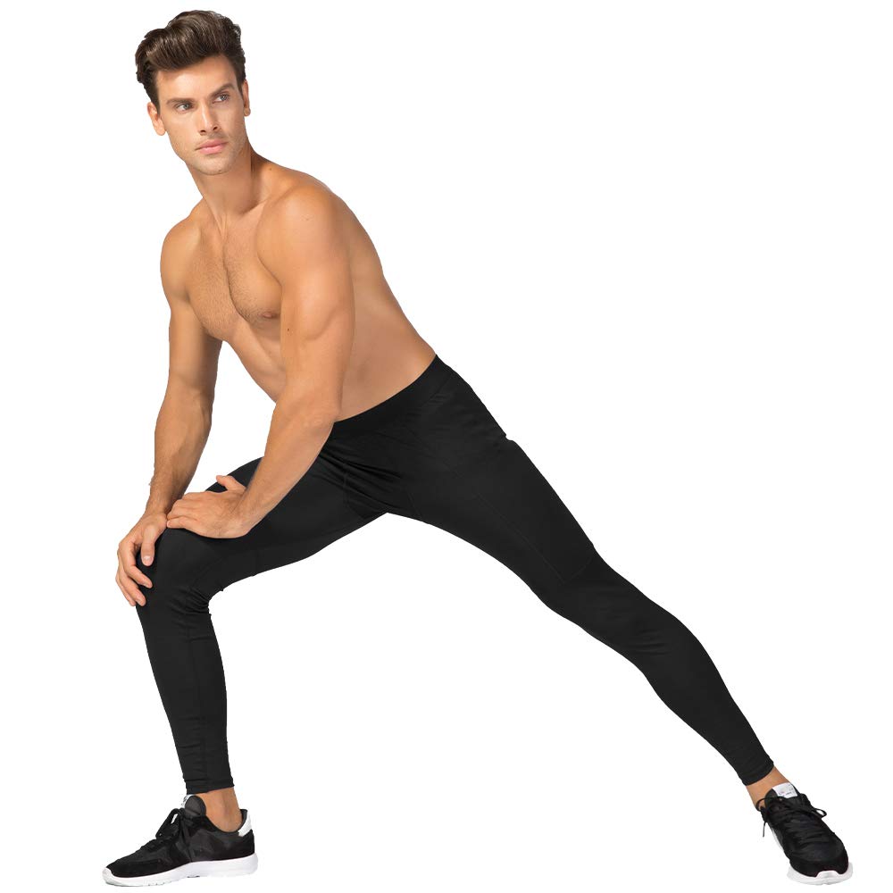 WRAGCFM Compression Pants Mens Leggings,Compression Tights for Men Workout Athletic Running Sports Gym Basketball Leggings Yoga Pants Quick Dry Black